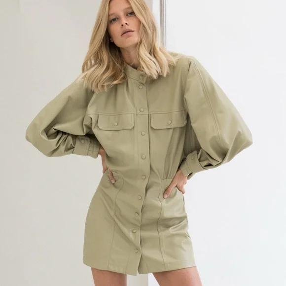 Zara *NWT* Stylish XS vegan leather mini dress - Picture 2 of 6